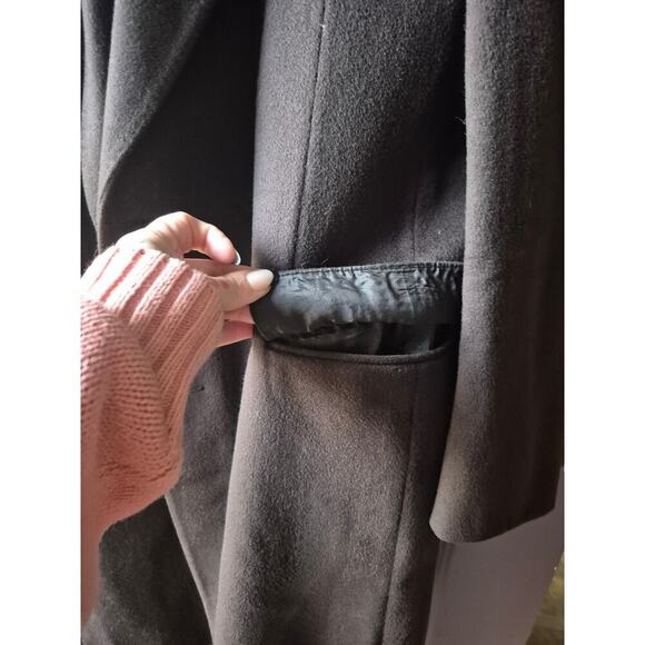 Vintage Hettlage 100% wool mens trench coat dark brown in‎ color size large - Picture 8 of 8